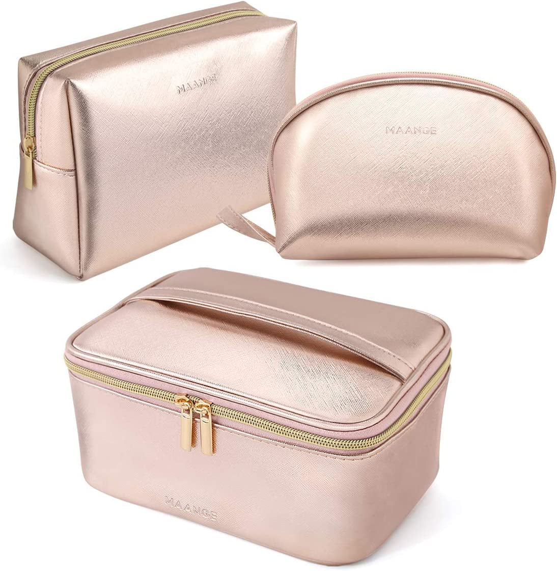 Heavenly Gadget Rose Gold Trio Travel Makeup Bags