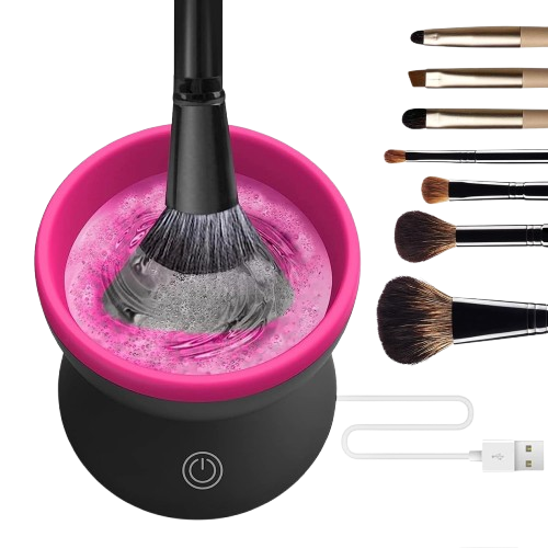 Electric Makeup Brush Cleaner – USB Automatic Deep Cleaning Tool (Reddish-Black)
