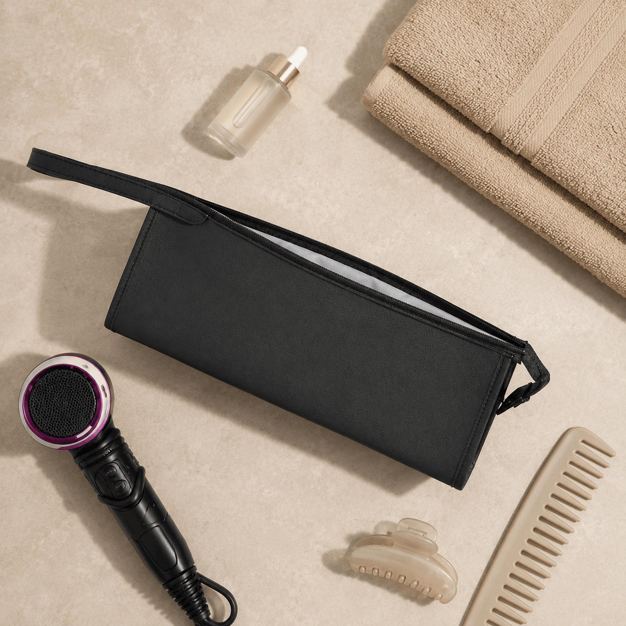 Travel Portable Hair Dryer Storage Bag – PU Organizer Case