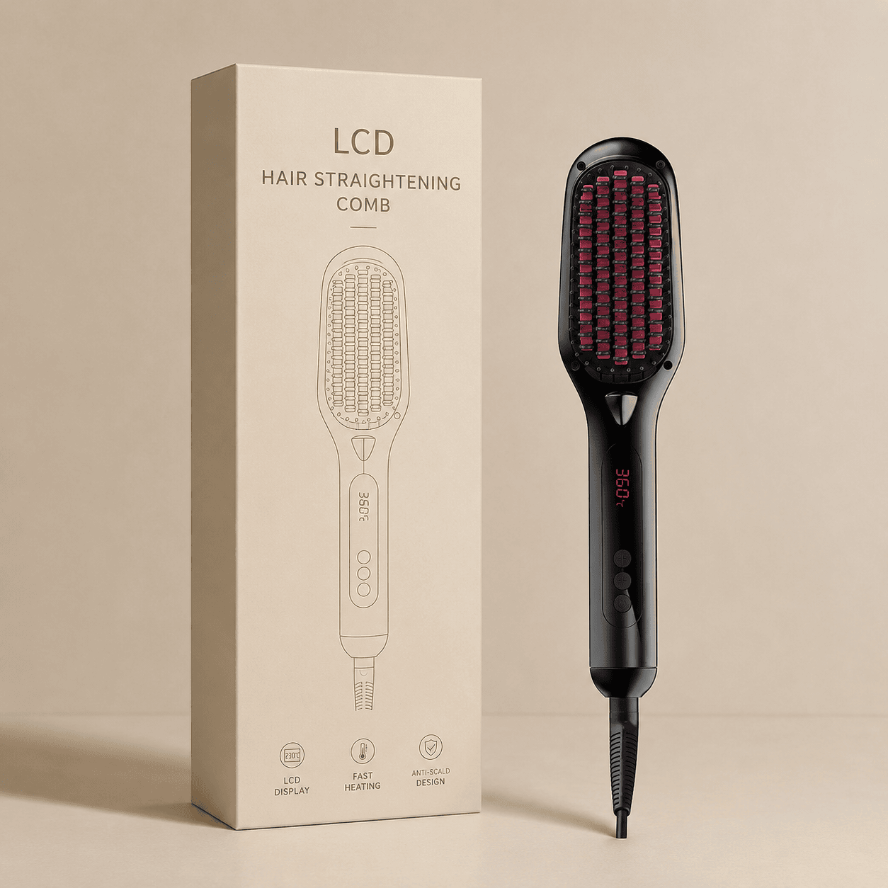 LCD Hair Straightening Comb with Liquid Crystal Display