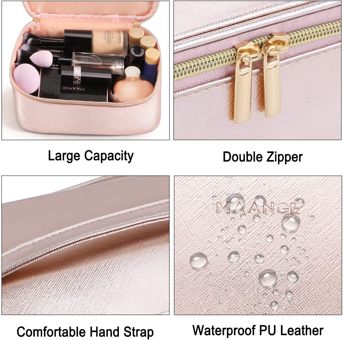Heavenly Gadget Rose Gold Trio Travel Makeup Bags