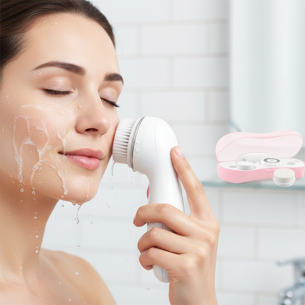 Facial Cleansing & Exfoliating Brush Set – Dual-Speed with 3 Heads