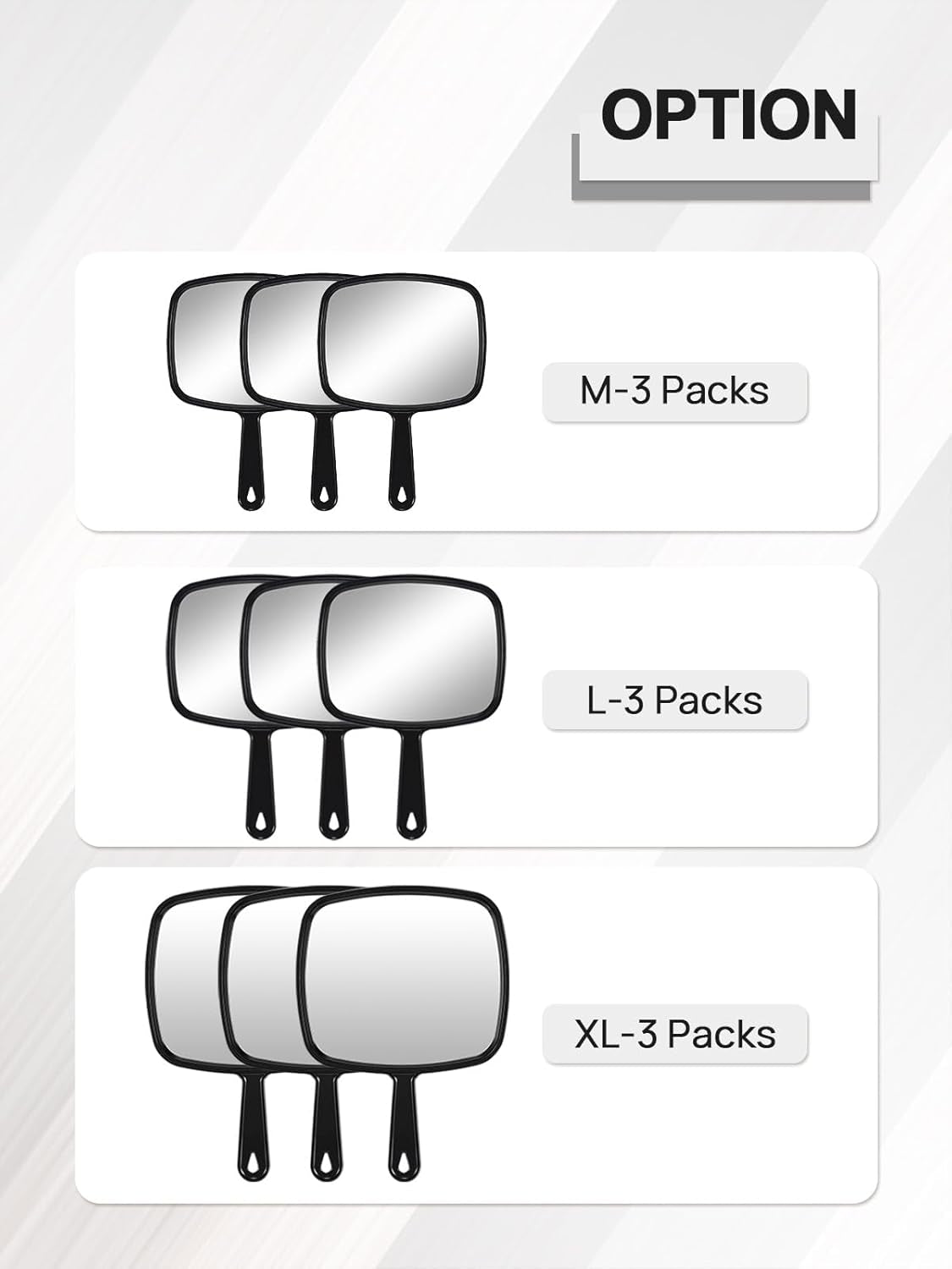 Heavenly Gadget  12.6"L X 8.9"W-3Pcs Salon Pro 3-Pack Hand Mirrors – Extra Large &amp; Durable