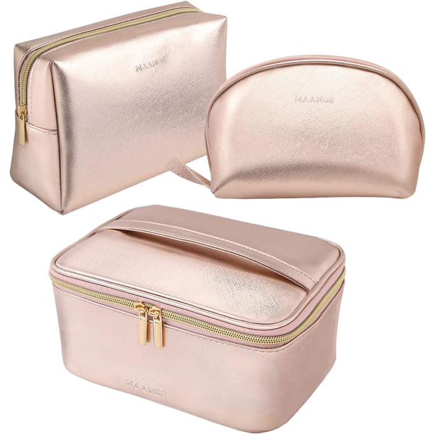Rose Gold Trio Travel Makeup Bags