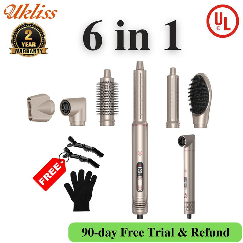 【NEW LAUNCH】UKLISS Fusionair DIY Hairstyler 8 in 1 Champagne Gold 90-Day Free Trial &amp; Refund 2 Year Warranty 110000RPM Hairdryer + Haircurler + Hairstraightener + Hotairbrush + Lowtemperaturehaircare + Negativeions + Blowoutboost + Hairdiffuser + Fluffier
