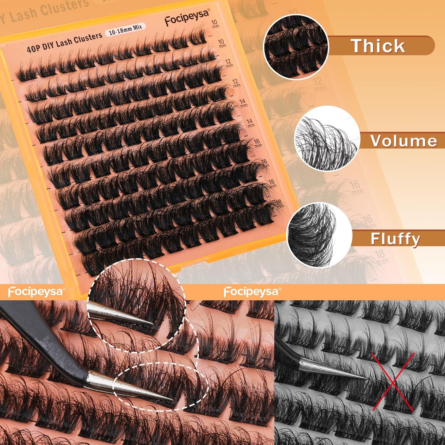 Heavenly Gadget  07C LuxeLash Pro Cluster Kit - 40P Mixed Lengths (10-18mm)