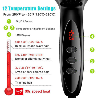 LCD Hair Straightening Comb with Liquid Crystal Display