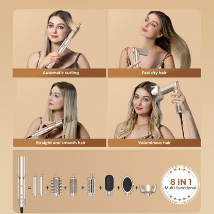【NEW LAUNCH】UKLISS Fusionair DIY Hairstyler 8 in 1 Champagne Gold 90-Day Free Trial &amp; Refund 2 Year Warranty 110000RPM Hairdryer + Haircurler + Hairstraightener + Hotairbrush + Lowtemperaturehaircare + Negativeions + Blowoutboost + Hairdiffuser + Fluffier