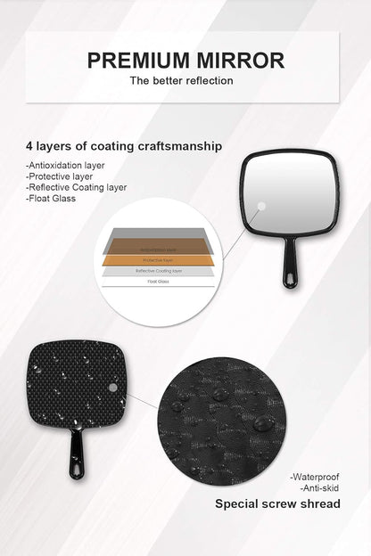 Heavenly Gadget  12.6"L X 8.9"W-3Pcs Salon Pro 3-Pack Hand Mirrors – Extra Large &amp; Durable