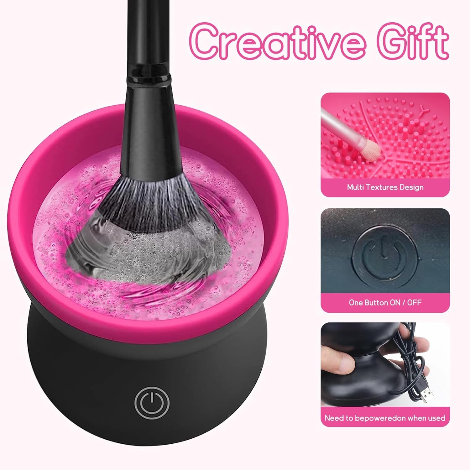 Makeup Brush Cleaner, Electric Makeup Brush Cleaner for Beauty Makeup Brush Set Cleaning Tool, Gift for Ladies, Mother&