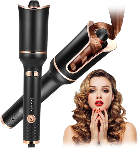Black Automatic Spiral Electric Curling Iron – Negative Ion Auto Curler for Quick, Smooth, Long-Lasting Curls