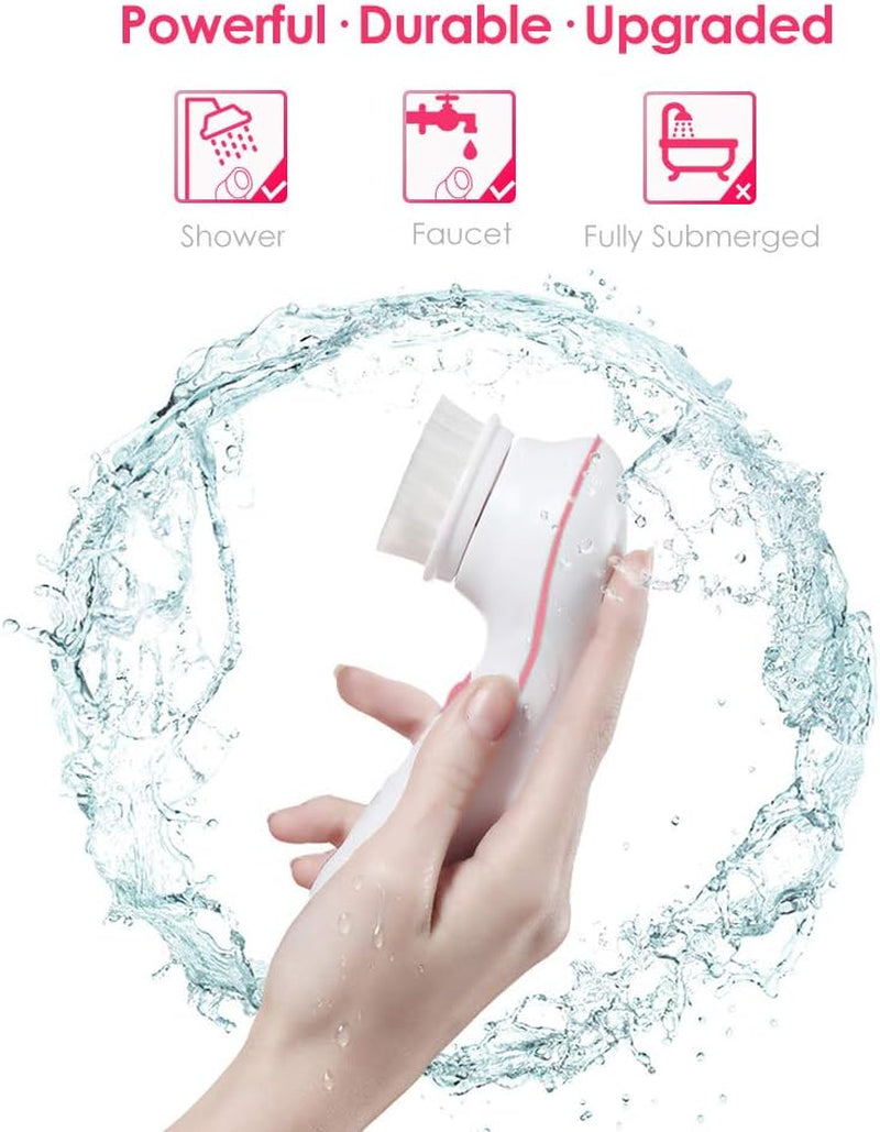 Facial Cleansing &amp; Exfoliator Brush Set with Travel Case 3 Professional Cleansing Brush Heads for Oil/Sensitive/Combination Skin |Waterproof, Dual Speed