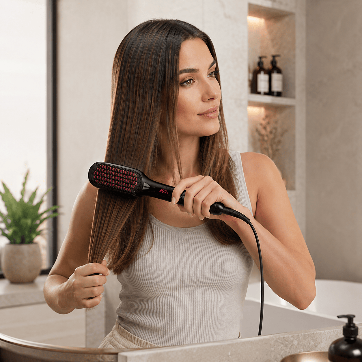 LCD Hair Straightening Comb with Liquid Crystal Display