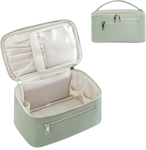 Heavenly Gadget  Sage Green Leather / Medium Sage Vegan Leather Makeup Organizer