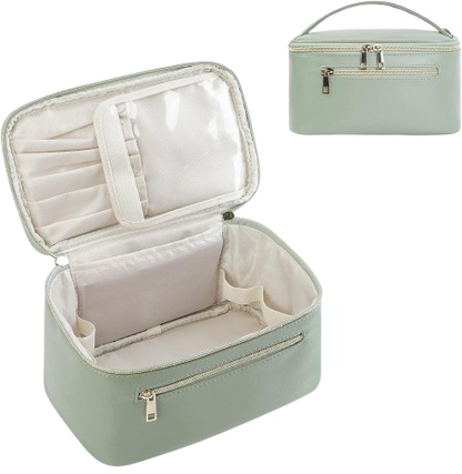 Heavenly Gadget  Sage Green Leather / Medium Sage Vegan Leather Makeup Organizer