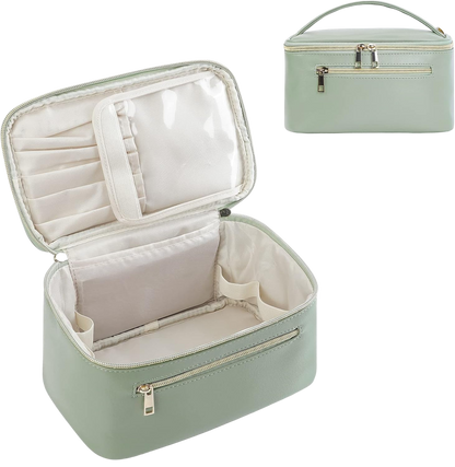 Heavenly Gadget  Sage Green Leather / Medium Sage Vegan Leather Makeup Organizer