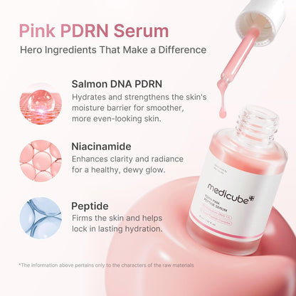 Salmon DNA PDRN Pink Peptide Serum, Pink Glow Serum, Peptide, Niacinamide, Hydrating &amp; Moisturizing &amp; Firming, Uneven Skin Tone, Korean Skincare | 1.01 Fl.Oz. (1.01 Fl.Oz., Salmon DNA PDRN)