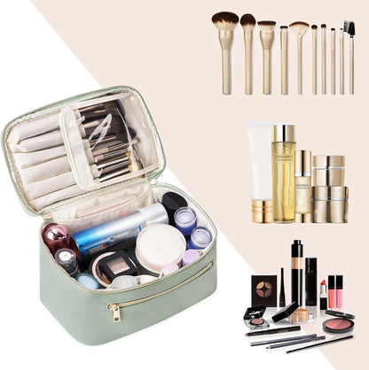 Heavenly Gadget  Sage Green Leather / Medium Sage Vegan Leather Makeup Organizer