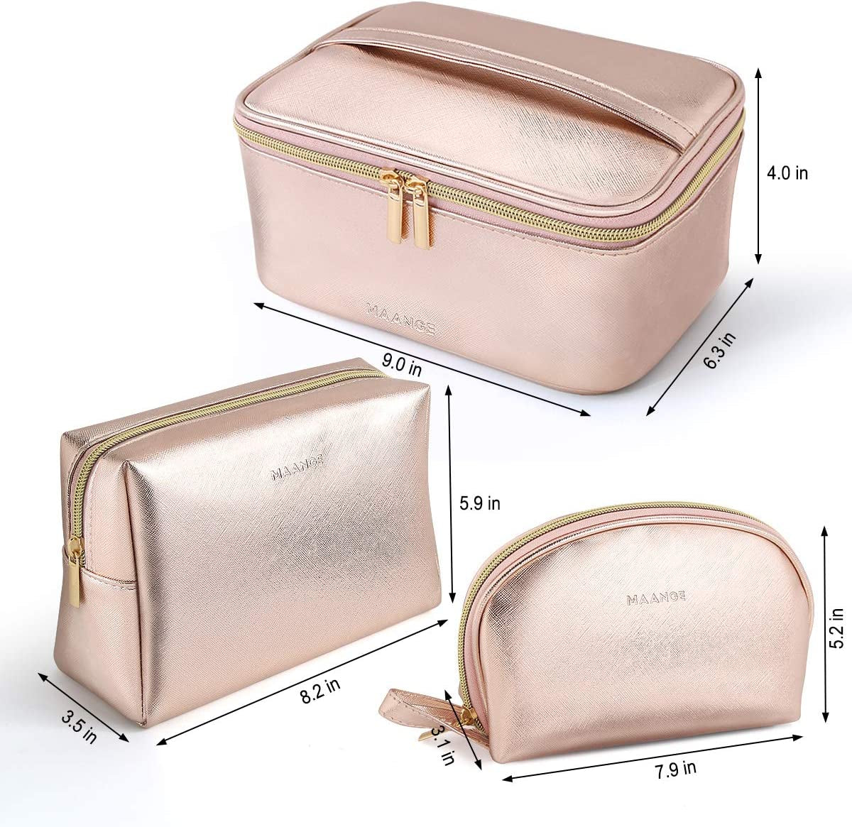 Heavenly Gadget  Rose Gold Trio Travel Makeup Bags