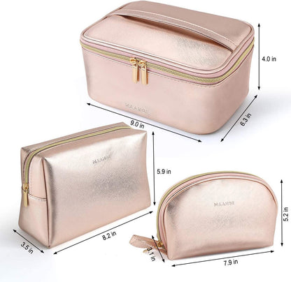 Heavenly Gadget  Rose Gold Trio Travel Makeup Bags